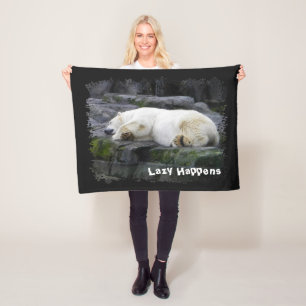 Lazy Happens Polar Bear Fleecefilt