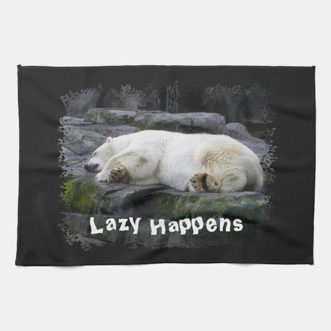 Lazy Happens Polar Bear Kökshandduk (Horisontell)