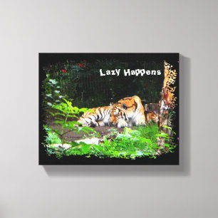 Lazy Happens Siberian Tiger Canvastryck