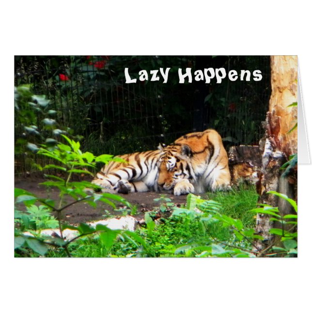 Lazy Happens Siberian Tiger Hälsningskort (Framsidan Horizontal)