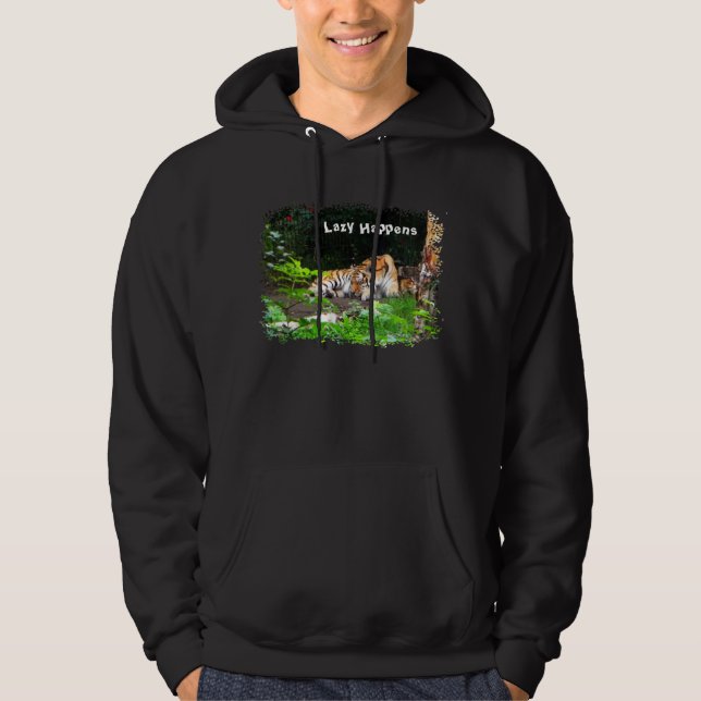 Lazy Happens Siberian Tiger Hoodie (Framsida)