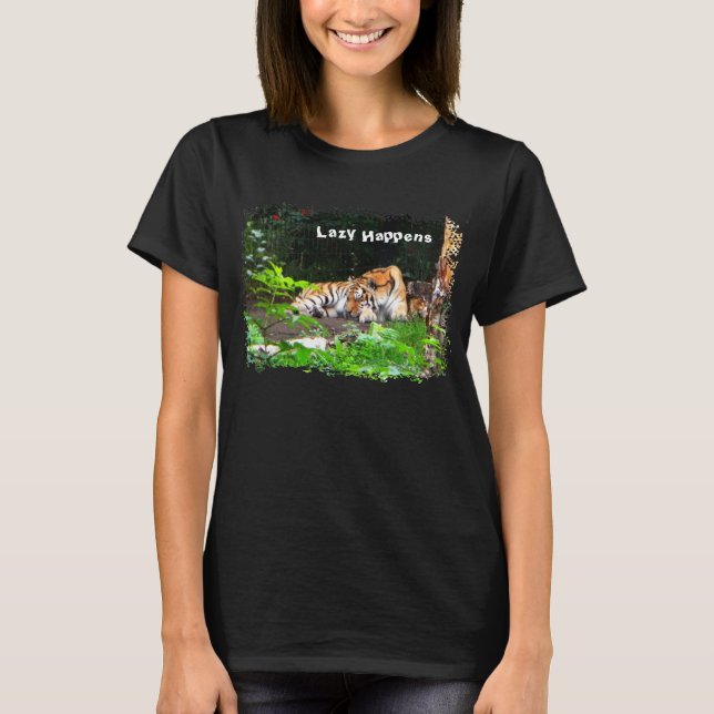Lazy Happens Siberian Tiger T Shirt (Framsida)