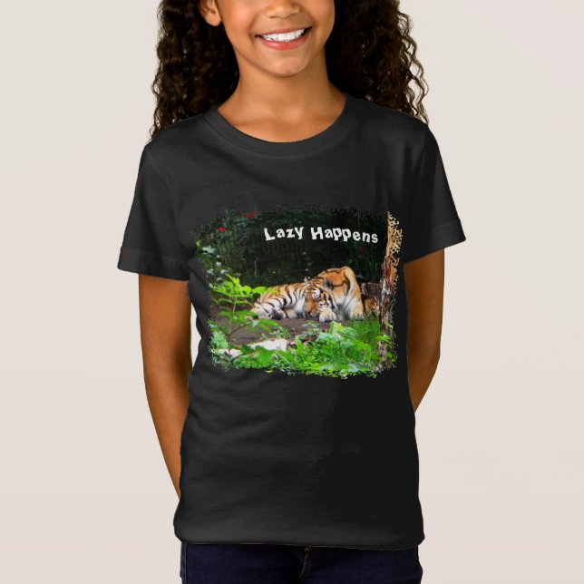 Lazy Happens Siberian Tiger T Shirt (Framsida)