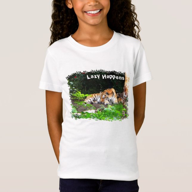Lazy Happens Siberian Tiger Tee Shirt (Framsida)