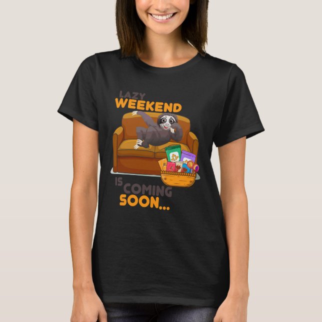 Lazy Helg Sloth A Cute Sloth Sitta vid Soffa T Shirt (Framsida)
