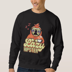 Lazy Hipster Sloth Mustache Freethinker Urban Styl Lång Ärmad Tröja