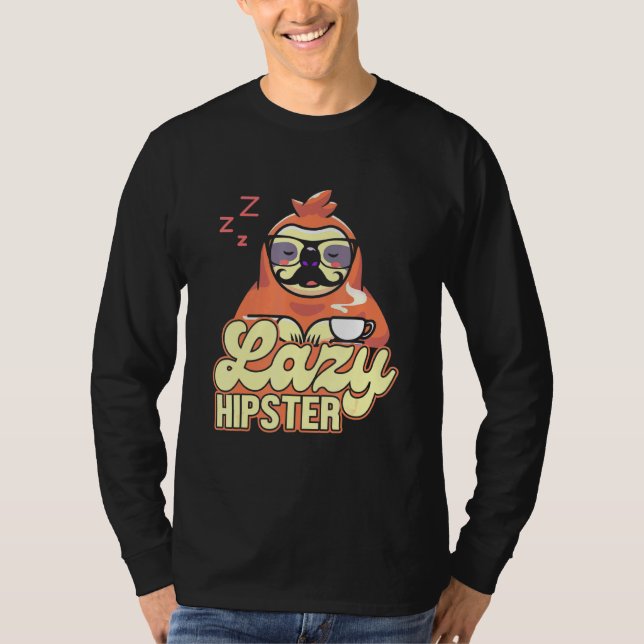 Lazy Hipster Sloth Mustache Freethinker Urban Styl T Shirt (Framsida)