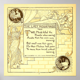 Lazy Housemaids Walter Crane Small Poster