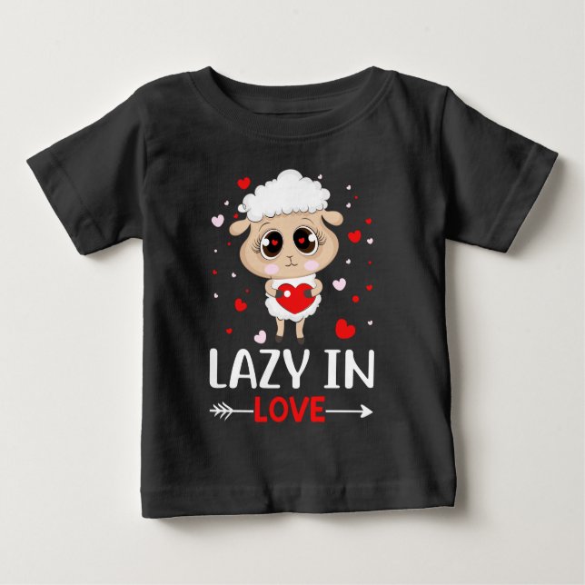 Lazy i Kärlek får för Valentindagen Singles T Shirt (Framsida)