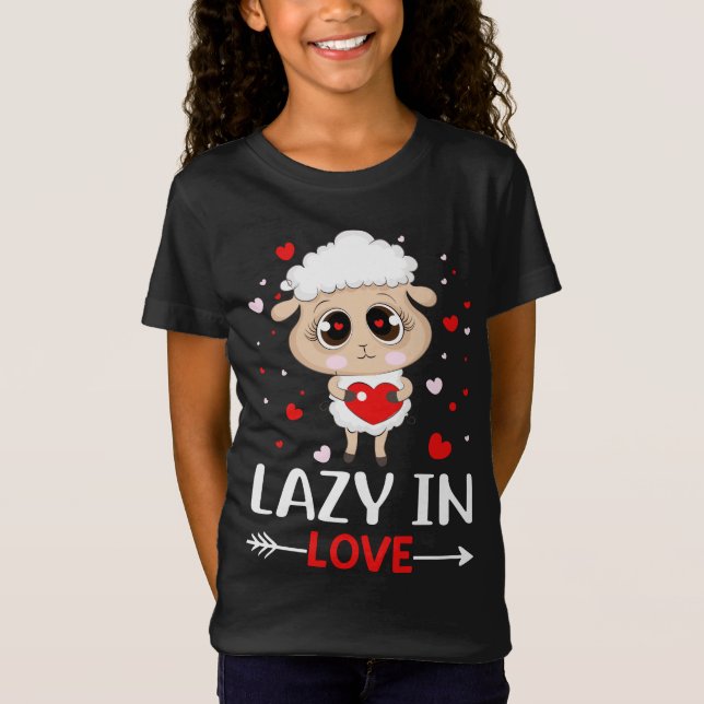 Lazy i Kärlek får för Valentindagen Singles T Shirt (Framsida)