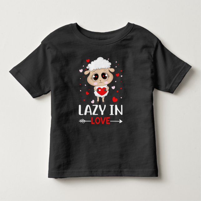 Lazy i Kärlek får för Valentindagen Singles T Shirt (Framsida)