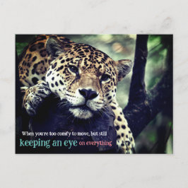 Lazy jaguar i träd-foto helg vykort