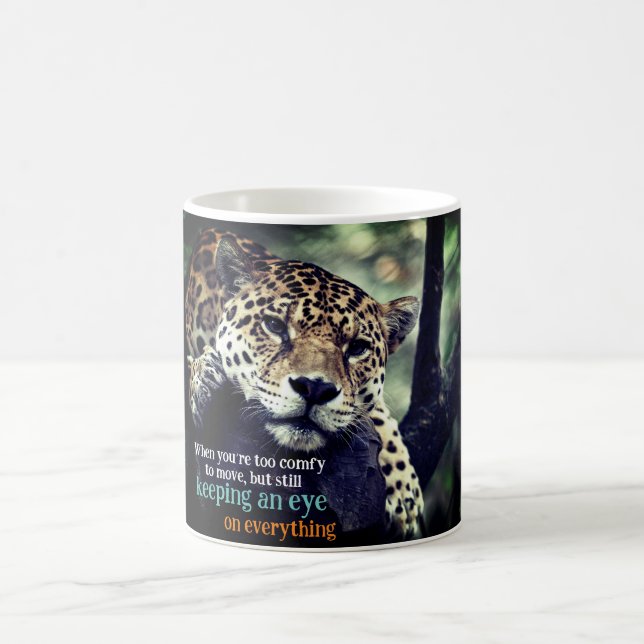 Lazy jaguar i träd-foto kaffemugg (Center)