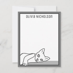 Lazy Kitten Whimsical Personlig Note Card Anteckningskort