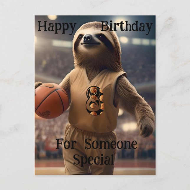 "Lazy Layups: A Sloths Game" Birthday Vykort (Framsida)