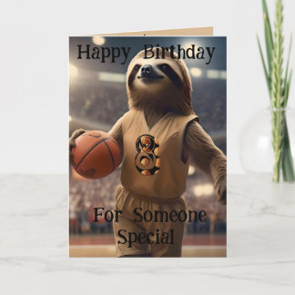 "Lazy Layups: A Sloth's Game", födelsedagskort Kort
