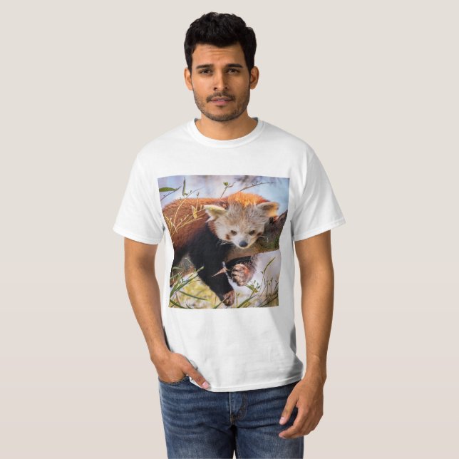 Lazy lille röd panda t shirt (Hel framsida)