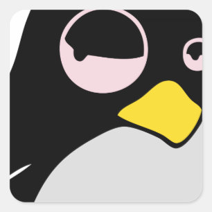 LAZY LINUX TUX PENGUIN FYRKANTIGT KLISTERMÄRKE