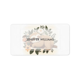 Lazy lutning sovande på en gren tecknad adressetikett