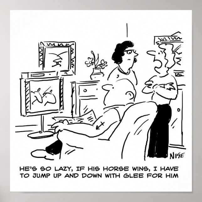 Lazy Man Watches Horse Racing on Television Poster (Framsidan)