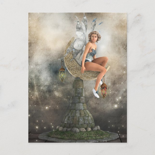 Lazy Måne Fairy Vykort (Framsida)