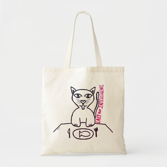 LAZY MEN INTELLIGENT KATTUNGE KAT TOTE BAG TYGKASSE (Framsidan)