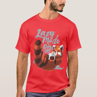 Lazy mode ON Cute Red Panda Fluffy Coffe Animal fu T Shirt