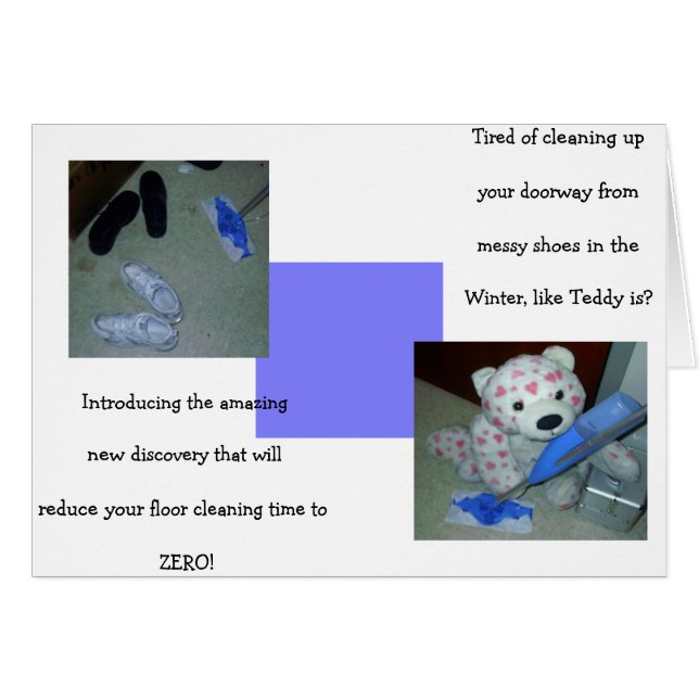 Lazy-Nalle Städning Hälsningskort (Framsidan Horizontal)