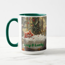 Lazy och Lucky Lycklig Red Cat in Luxury Bath Mugg