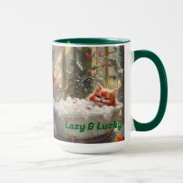 Lazy och Lucky Lycklig Red Cat in Luxury Bath Mugg