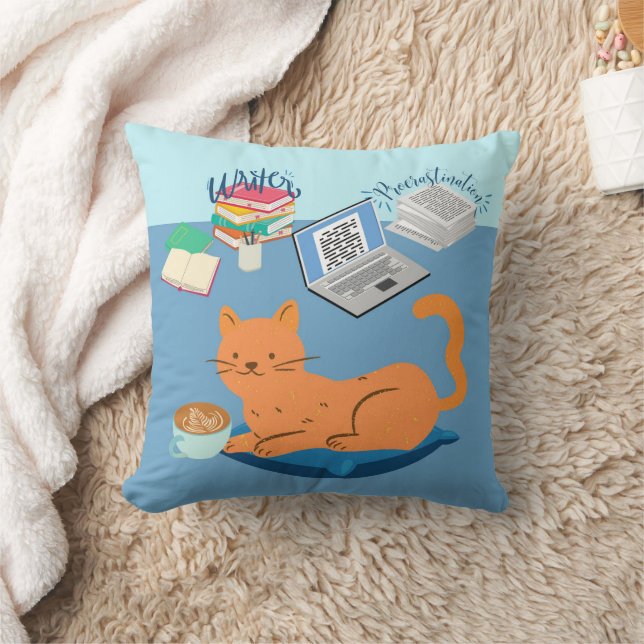 Lazy Orange Cat Kudde (Filt)
