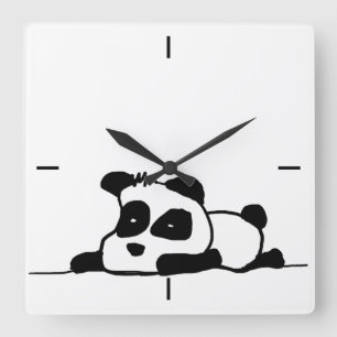 Lazy panda2-klocka fyrkantig klocka