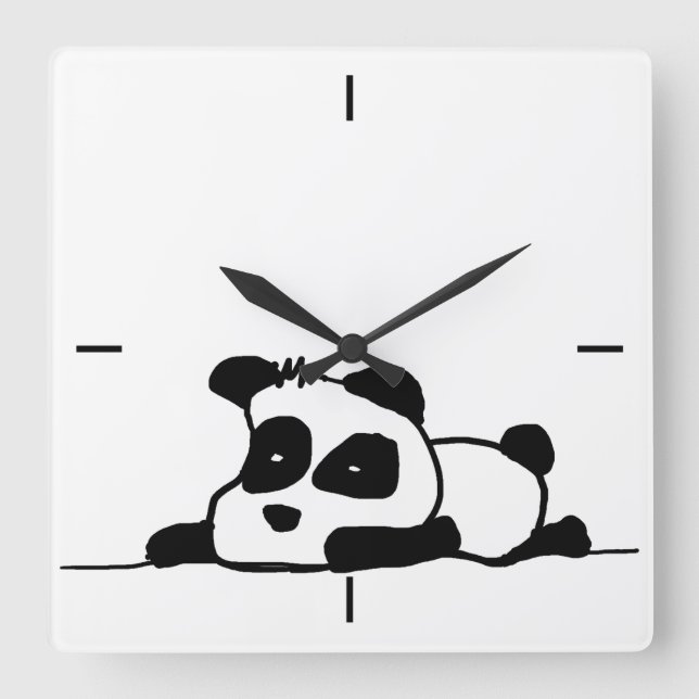 Lazy panda2-klocka fyrkantig klocka (Framsida)