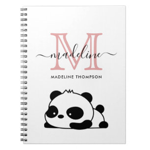 Lazy Panda Rosa Monogram-skript bärbar dator Anteckningsbok