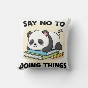 Lazy Panda Tecknad Sleeping with Funny Quote Kudde