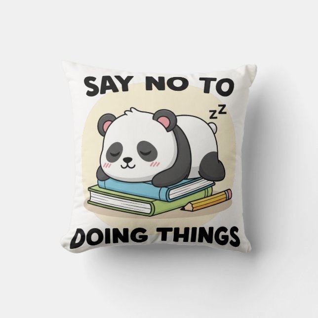 Lazy Panda Tecknad Sleeping with Funny Quote Kudde (Framsida)