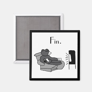 Lazy Pappa Bear Tecknad med "Fin", Noir Movie Joke Magnet