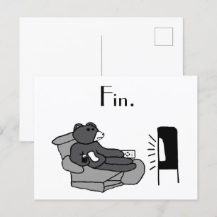Lazy Pappa Bear Tecknad med "Fin", Noir Movie Joke Vykort