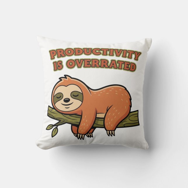 Lazy Retro Sloth Square Throw Pillow Kudde (Framsida)