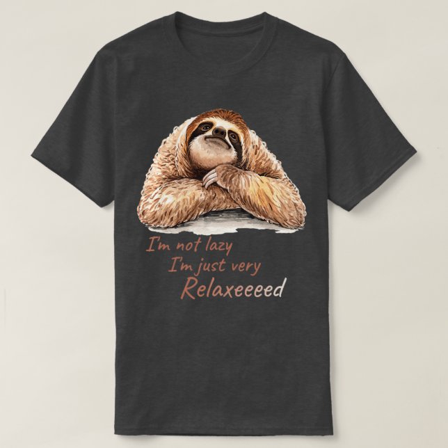 Lazy sladderande tider, gullig sluttning t shirt (Design framsida)