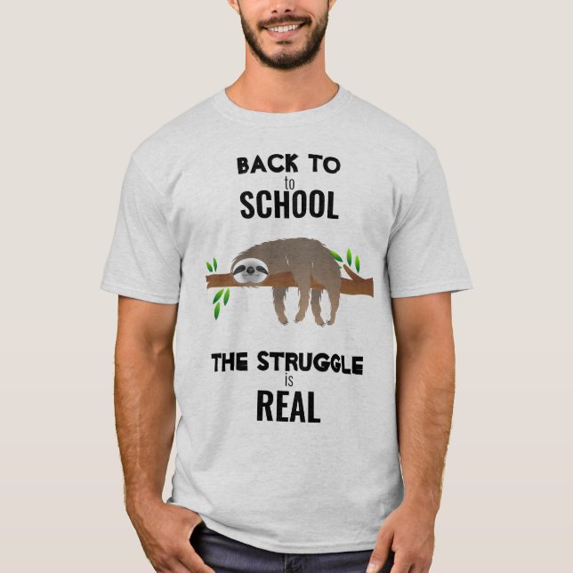 Lazy Sleeping Sloth Back to school T Shirt (Framsida)