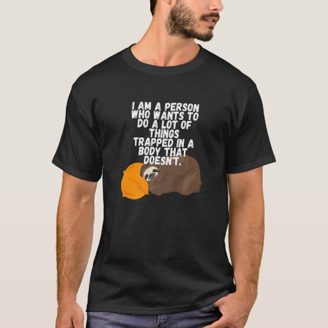 Lazy Sleeping Sloth Slot Bedtime T Shirt (Framsida)
