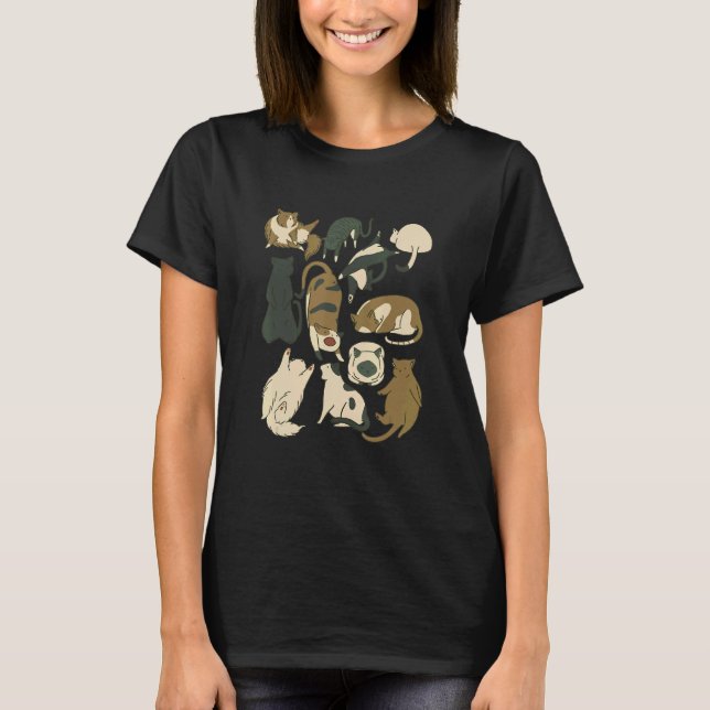 Lazy Sleepy Cat  Cat Graphic  Cat T Shirt (Framsida)