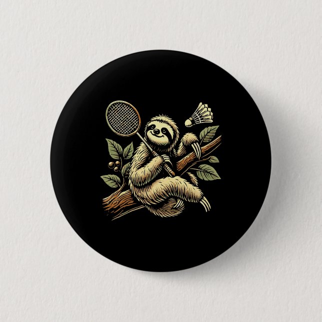Lazy Sloth Dminton Player Shuttle 1 Knapp (Framsida)