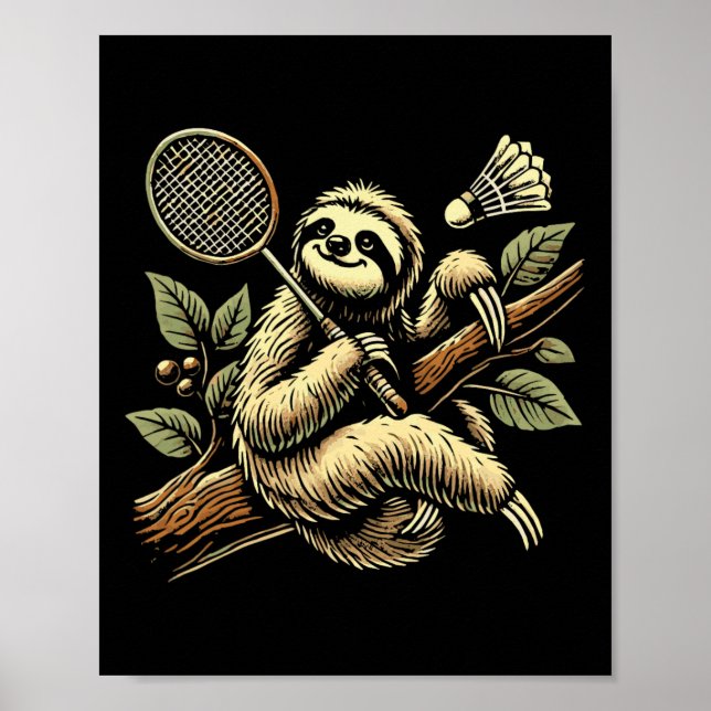 Lazy Sloth Dminton Player Shuttle 1 Poster (Framsidan)