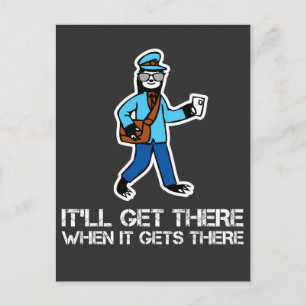 Lazy Sloth Funny Rural Mailman Mail Carrier Vykort