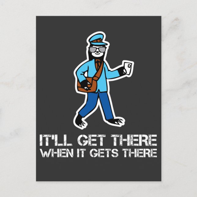 Lazy Sloth Funny Rural Mailman Mail Carrier Vykort (Framsida)