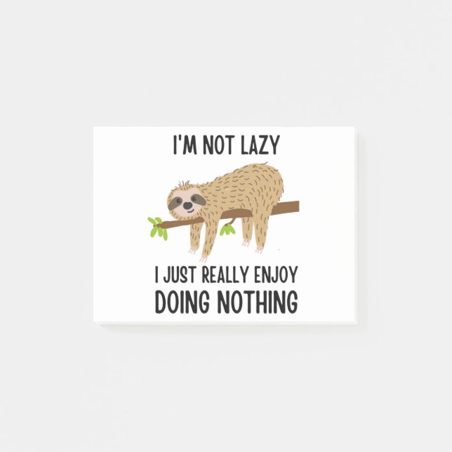Lazy Sloth gör ingenting Post-it Block (Framsida)