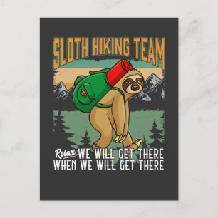 Lazy Sloth Hiking Slappna av i bergen Camper Humor Vykort