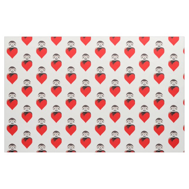 Lazy Sloth Hugga ett Red Kärlek Heart Tyg (Fat Quarter)
